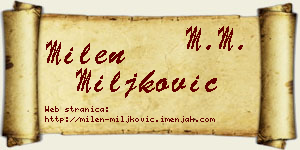 Milen Miljković vizit kartica